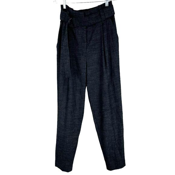 A.L.C. NWOT Diego Belted High Waisted Pinstripe Tapered Pant Gray Size 6 Pleated - Picture 2 of 10
